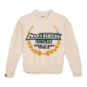 Avirex Mens Soccer League Crew Neck Sweater / White